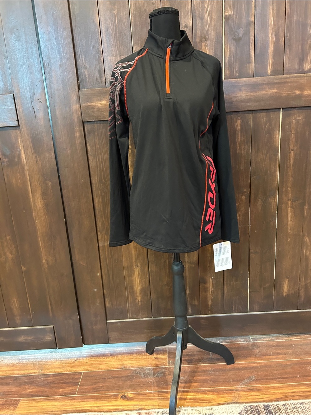 Boys Black Active Quarter-Zip Shirt with Red Accents